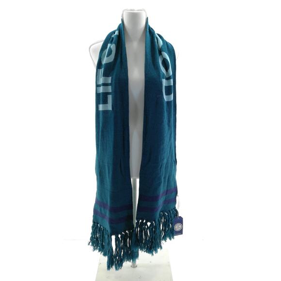 Life is Good Teel Green Tasseled Rectangle Scarf - Picture 2 of 8